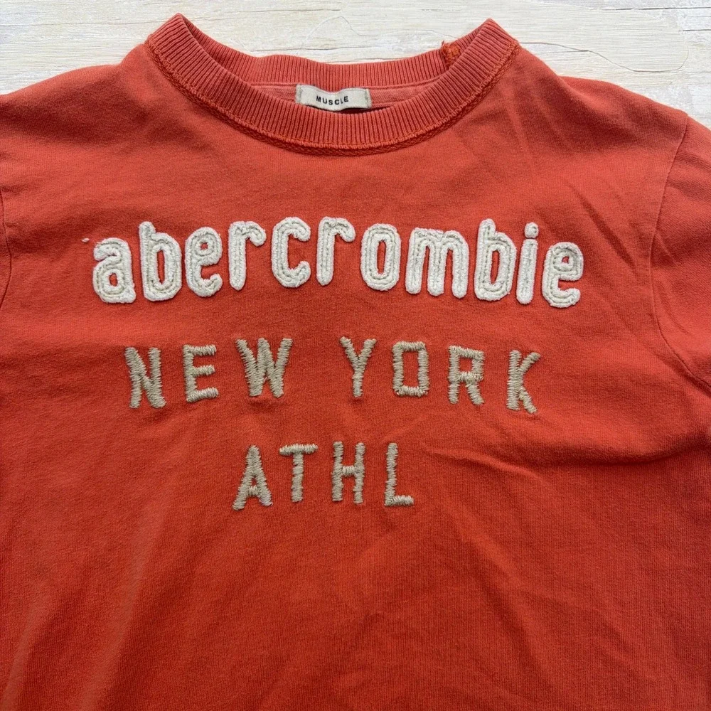 Abercrombie T-Shirt New York Athl Muscle Fit Graphic Orange Men Small